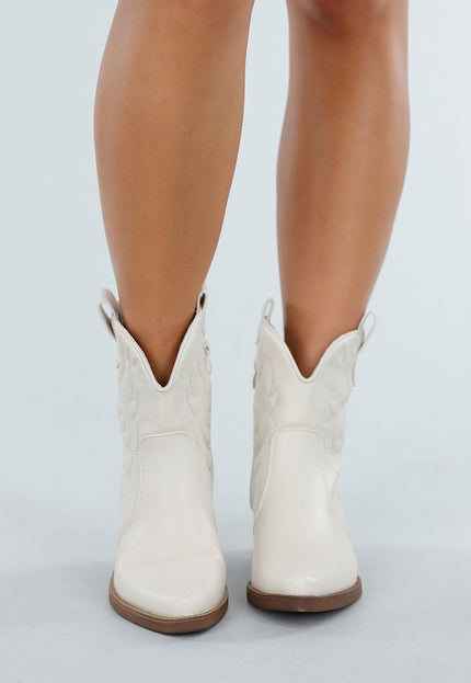 NEW300725 Beige Western Enkellaarsjes