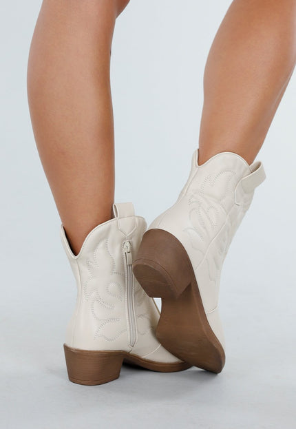 NEW300725 Beige Western Enkellaarsjes