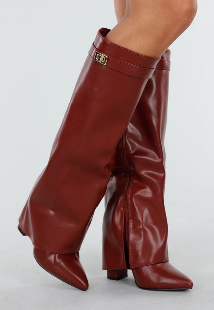 NEW300725 Bordeaux Rode Overlap Laarzen