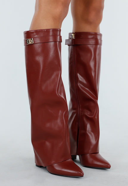 NEW300725 Bordeaux Rode Overlap Laarzen