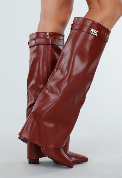 NEW300725 Bordeaux Rode Overlap Laarzen