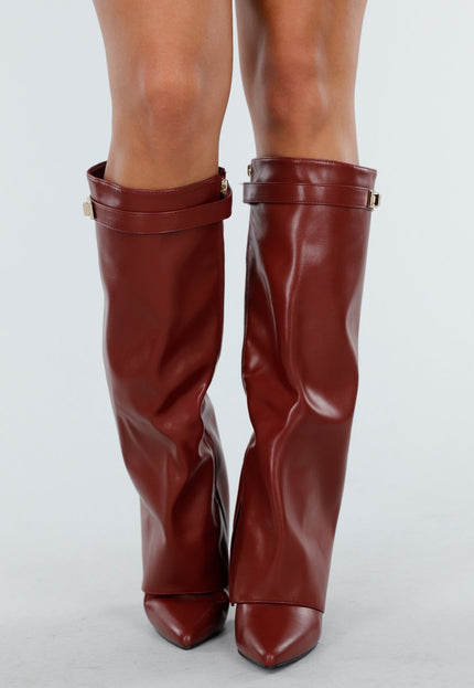 NEW300725 Bordeaux Rode Overlap Laarzen