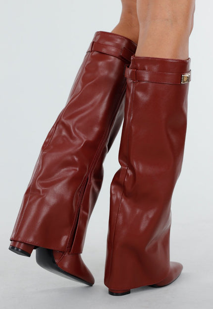 NEW300725 Bordeaux Rode Overlap Laarzen