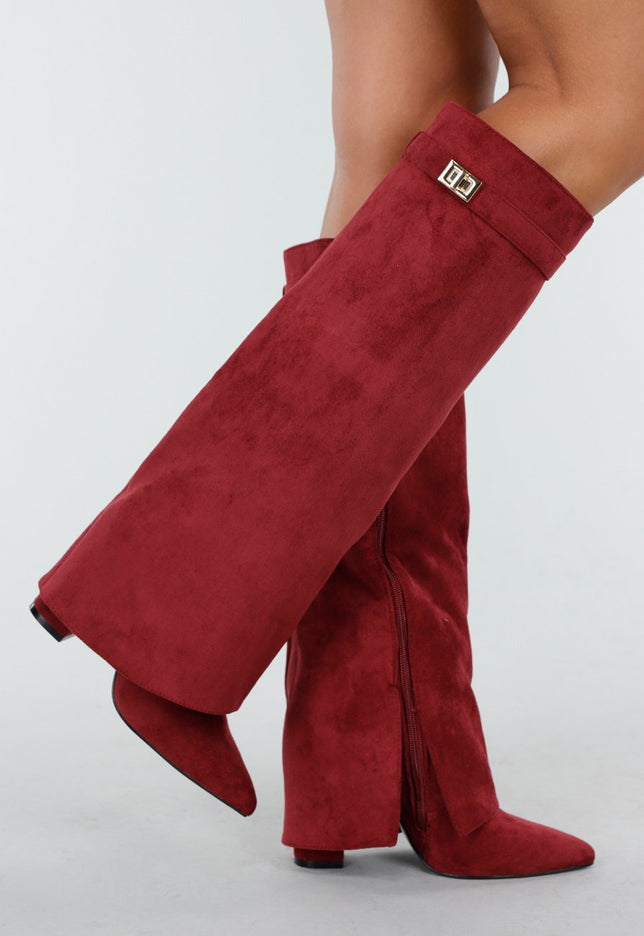 OP=OP.49.NL Bordeaux Rode Overlap Laarzen