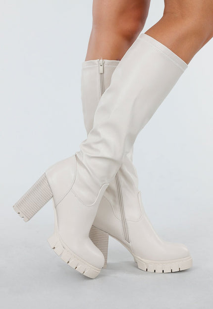 OP=OP.49.NL Crèmekleurige Hoge Laarzen