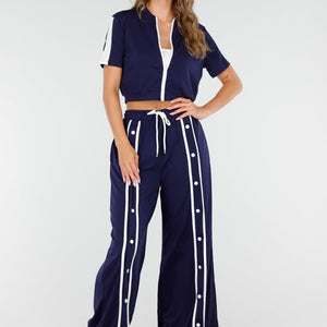 OP=OP.36.NL Donkerblauwe Set met Vestje en Wijde Broek