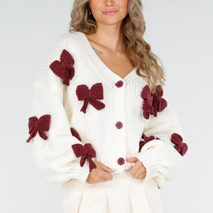 OP=OP.02.NL Gebreid Vest met Bordeaux Strikken