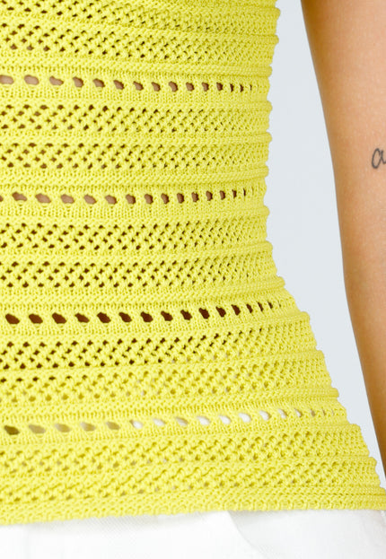 NEW300725 Gehaakte Gele Haltertop