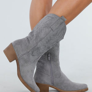 NEW300725 Grijze Suèdelook Cowboylaarzen