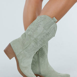 NEW300725 Groene Cowboylaarzen met Rits