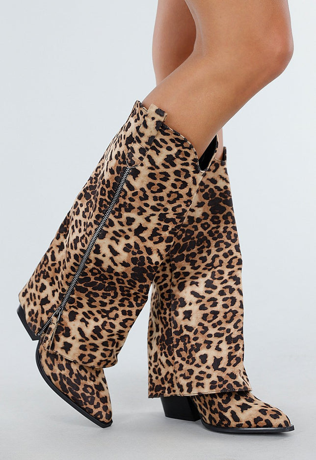 NEW300725 Luipaard Overlap Cowboylaarzen