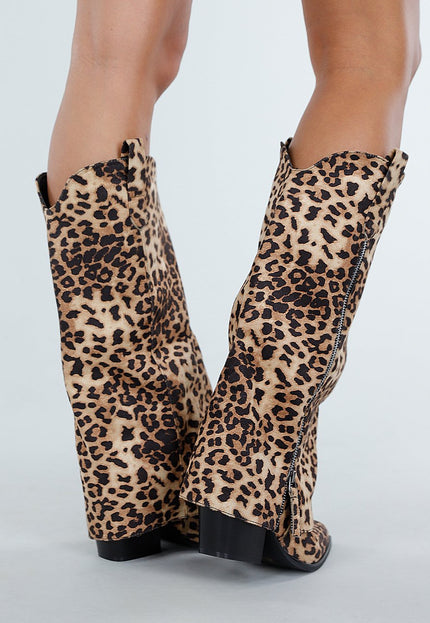 NEW300725 Luipaard Overlap Cowboylaarzen