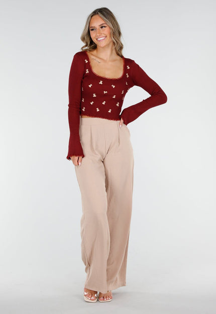 NEW300725 Rib Top met Teddybeertjes Rood