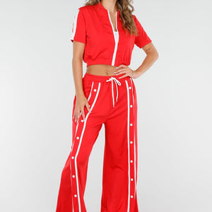 NEW300725 Rode Set met Vestje en Wijde Broek