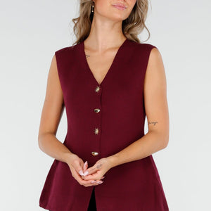 NEW300725 Top met Gouden Knopen Rood