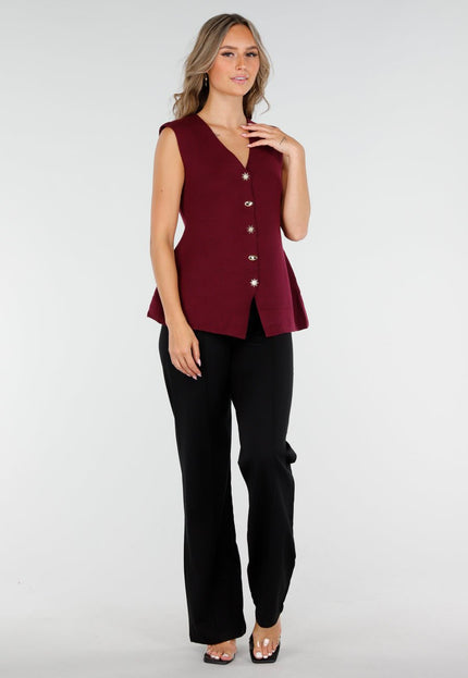 NEW300725 Top met Gouden Knopen Rood