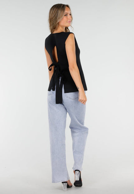 NEW300725 Top met Gouden Knopen Zwart