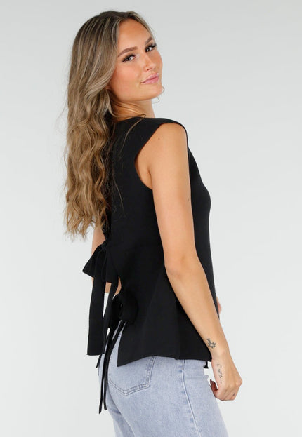 NEW300725 Top met Gouden Knopen Zwart