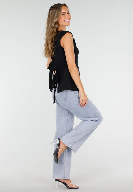 NEW300725 Top met Gouden Knopen Zwart