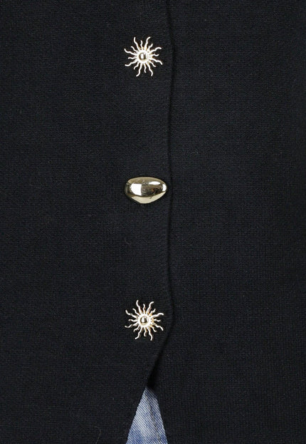 NEW300725 Top met Gouden Knopen Zwart