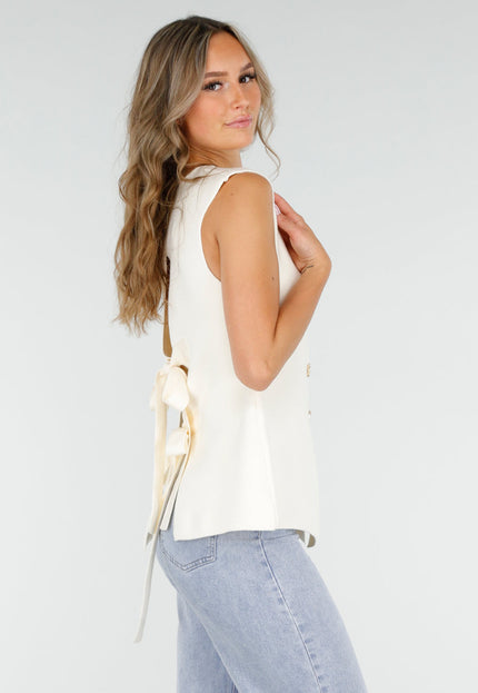 NEW300725 Top met Knopen en Strik Crème