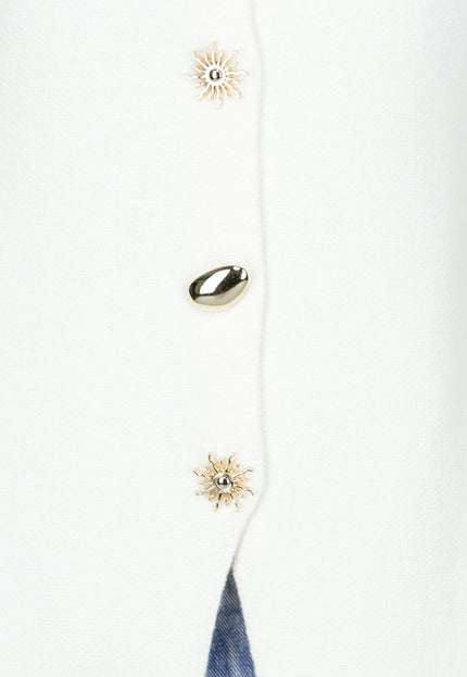 NEW300725 Top met Knopen en Strik Crème