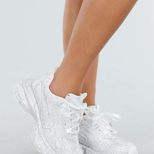 NEW300725 Witte Chunky Strass Sneakers
