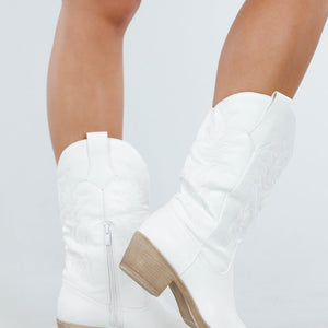 OP=OP.49.NL Witte Lederlook Cowboylaarzen