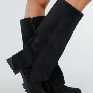 NEW300725 Zwarte Chunky Hoge Laarzen
