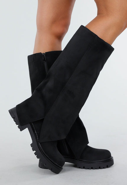 NEW300725 Zwarte Chunky Hoge Laarzen