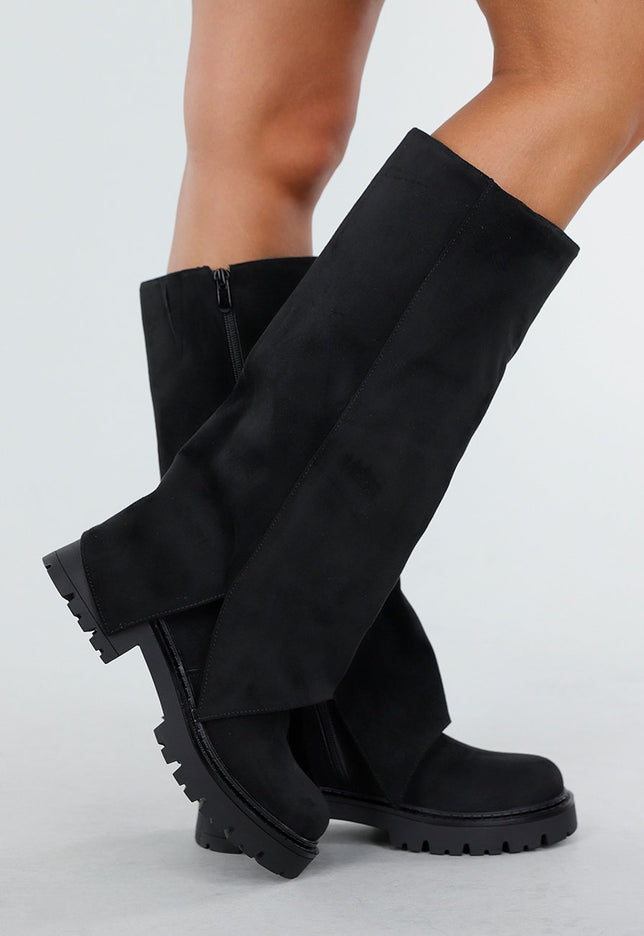 NEW300725 Zwarte Chunky Hoge Laarzen