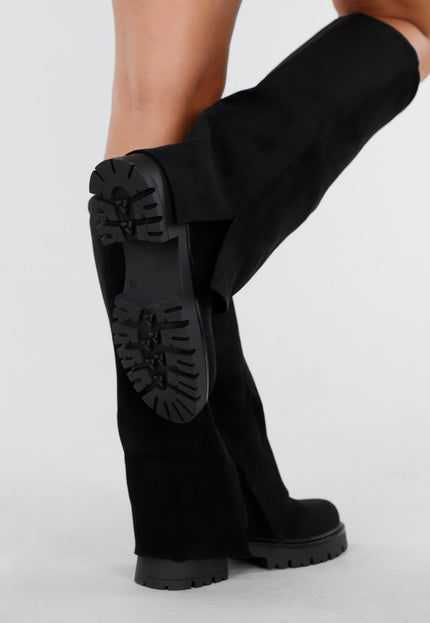 NEW300725 Zwarte Chunky Hoge Laarzen