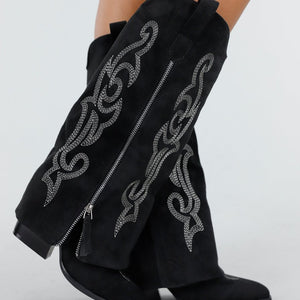 NEW300725 Zwarte Cowboy Overlaplaarzen