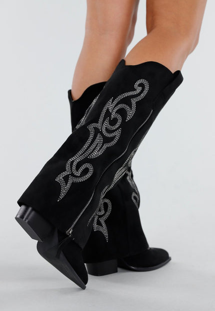 NEW300725 Zwarte Cowboy Overlaplaarzen