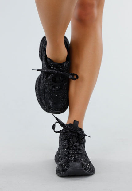 NEW300725 Zwarte Glitter Chunky Sneakers