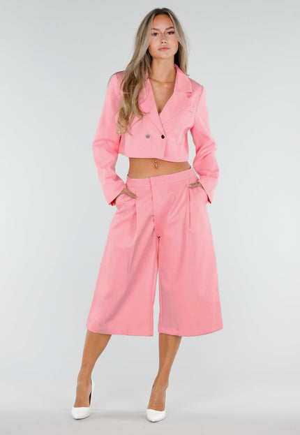 NEW300926 Roze Two Piece Blazer Set met Bermuda pantalon