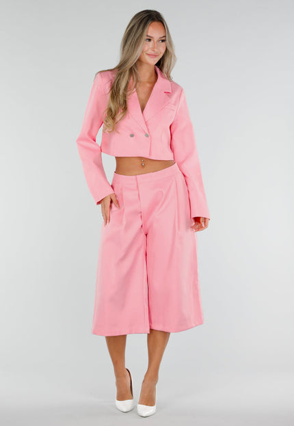 NEW300926 Roze Two Piece Blazer Set met Bermuda pantalon