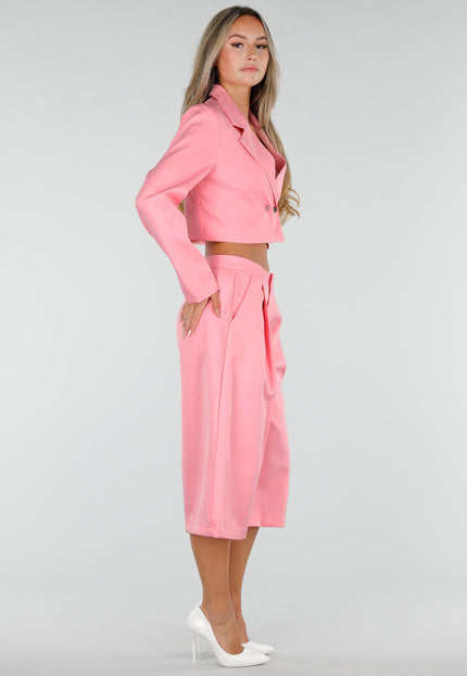 NEW300926 Roze Two Piece Blazer Set met Bermuda pantalon