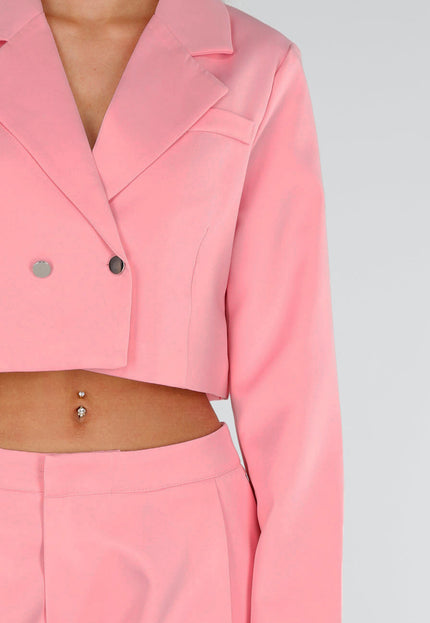 NEW300926 Roze Two Piece Blazer Set met Bermuda pantalon