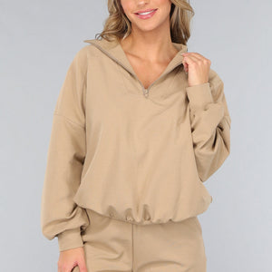 NEW3010 Beige Oversized Sweater met Rits