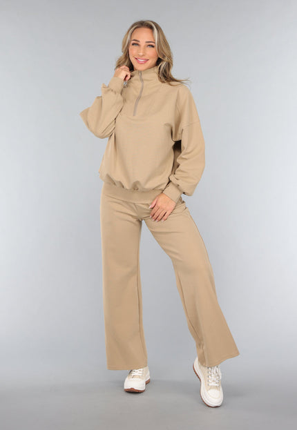 NEW3010 Beige Oversized Sweater met Rits