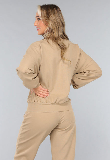 NEW3010 Beige Oversized Sweater met Rits