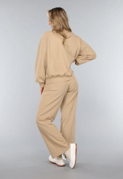 NEW3010 Beige Oversized Sweater met Rits