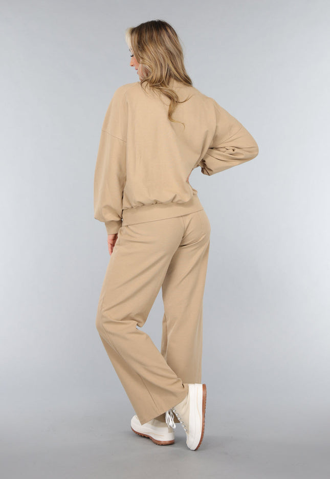 NEW3010 Beige Oversized Sweater met Rits