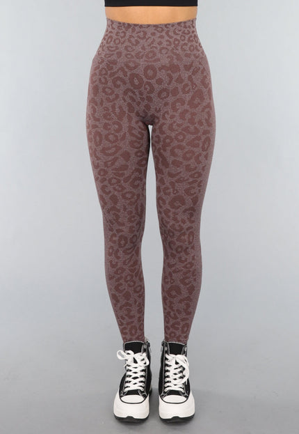 NEW3010 Bruine Leopard Sportlegging met Scrunch