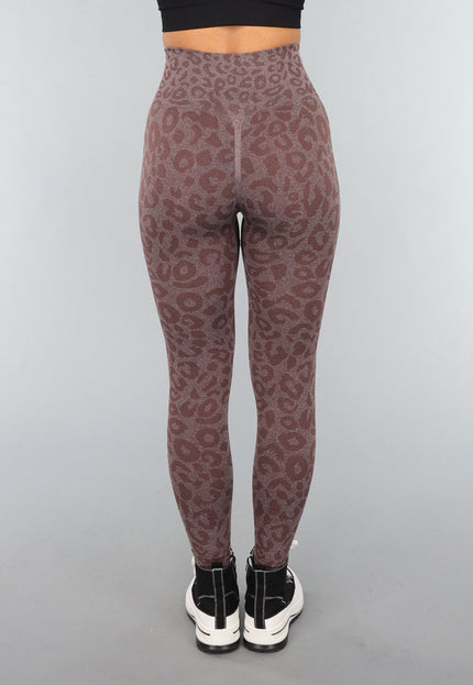 NEW3010 Bruine Leopard Sportlegging met Scrunch