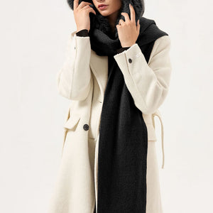 OP=OP.40.NL Gebreide Capuchon met Bontkraag en Vaste Sjaal