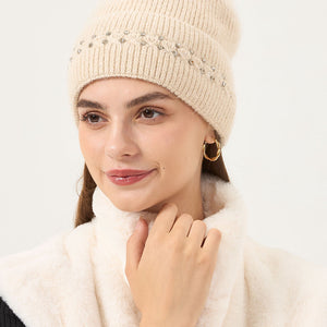 NEW3010 Gebreide Glitter Muts met Pompon