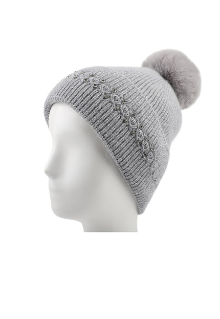 NEW3010 Gebreide Glitter Muts met Pompon
