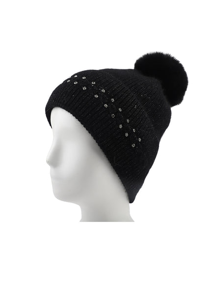 NEW3010 Gebreide Glitter Muts met Pompon